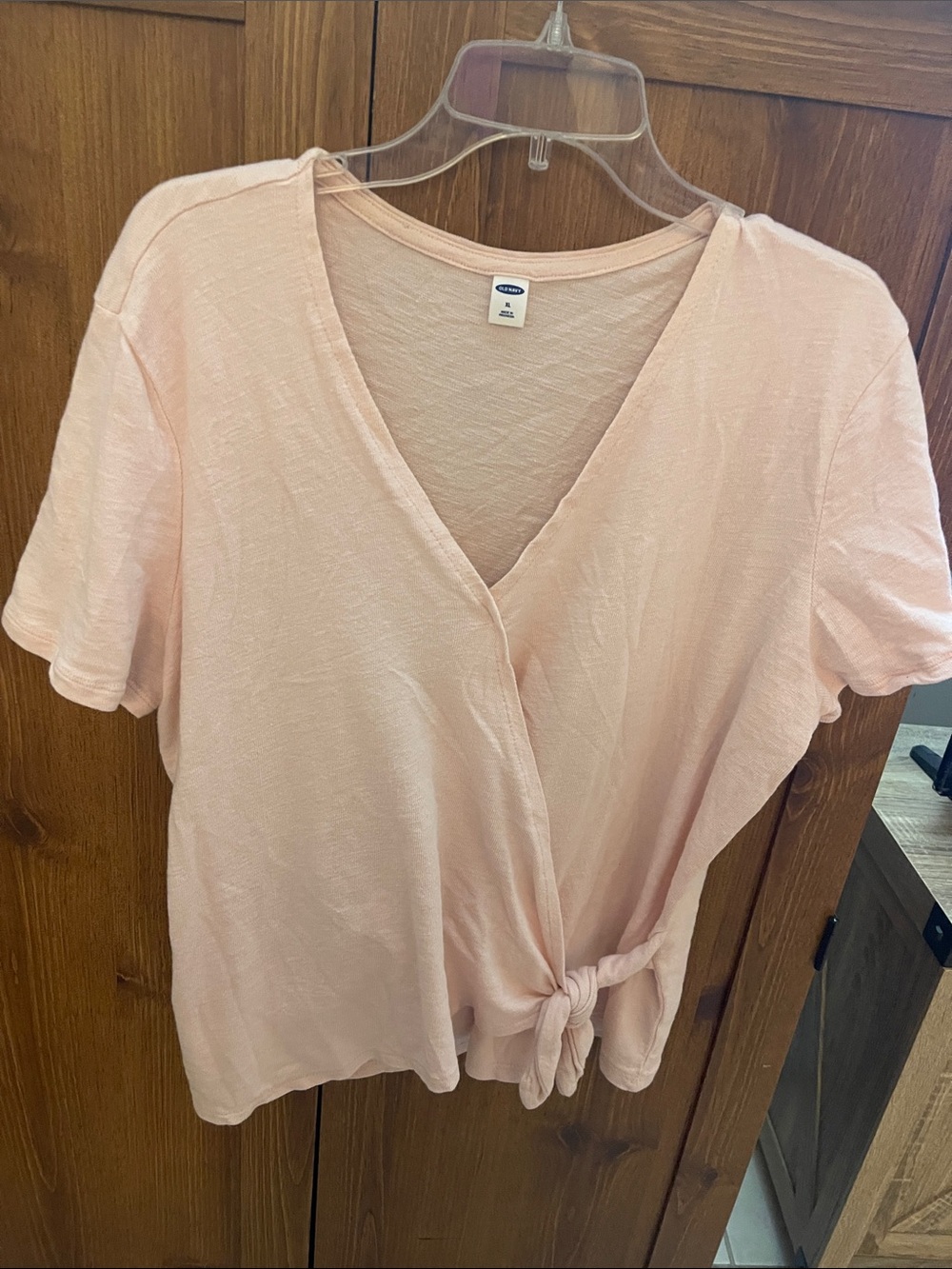 Old Navy Blush Pink V-Neck Tie-Front Crop Top